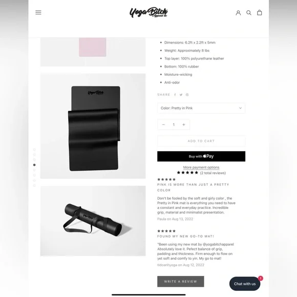 The Bitchin Mat 🖤 Premium Leather Look Yoga Mat by Yoga Bitch NWT - Picture 3 of 8